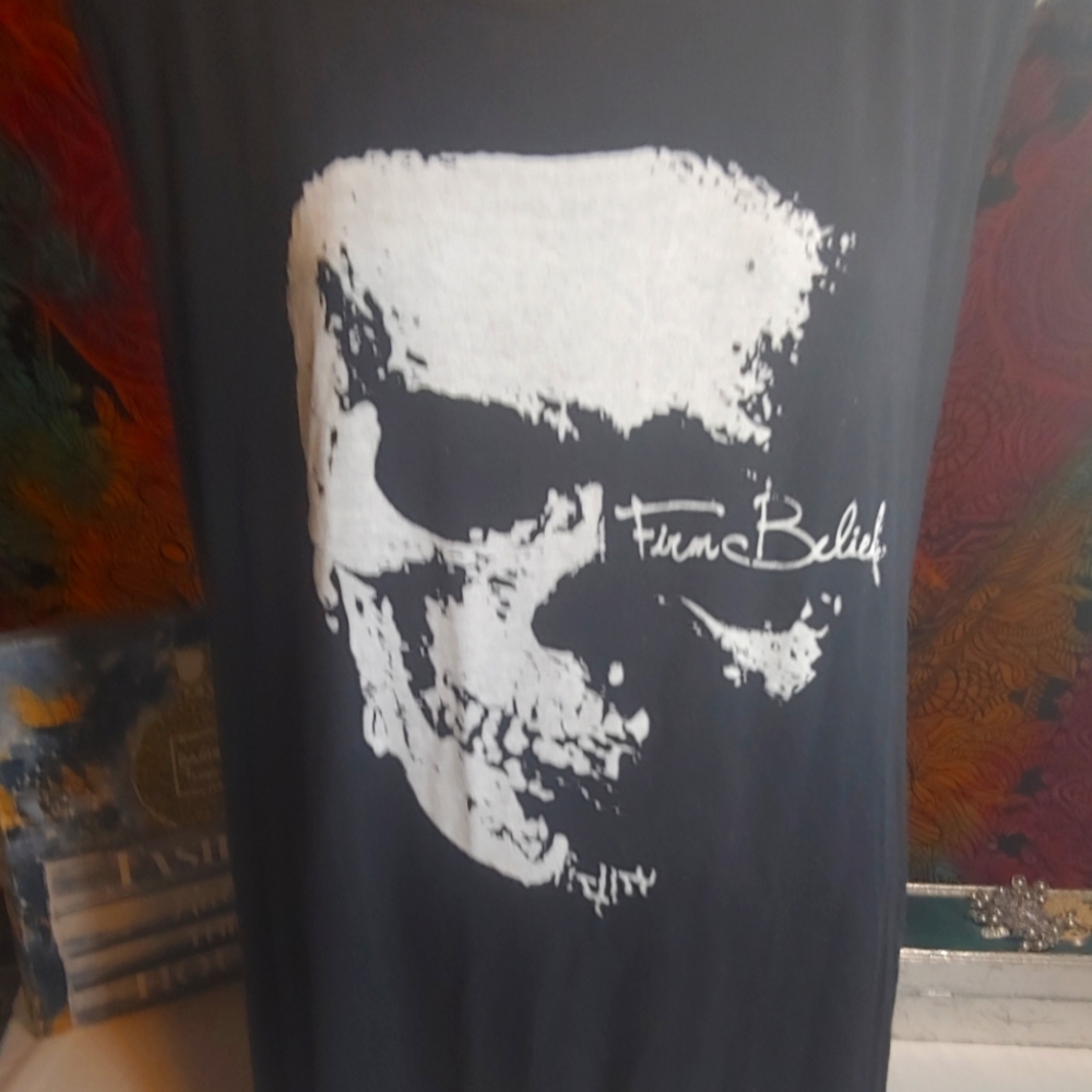 Firm Belief Black Tunic Tank With Cut Out Back And Skull Graphic On Front XXL